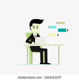 use computer for business and connection