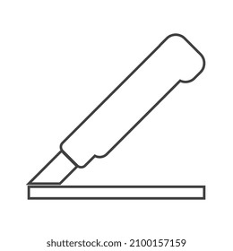 Use cutter for opening packaging, thin icon vector illustration on white background