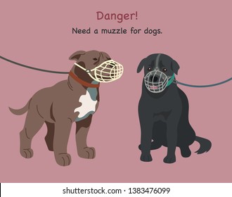 Use a dangerous breeder warning message. Two cute bulldogs. hand drawn style vector design illustrations. 