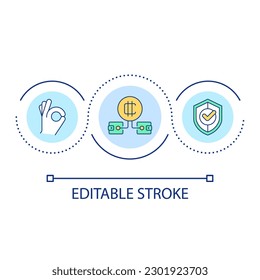 Use different crypto wallets loop concept icon. Protect cryptocurrency earnings. Safe trading abstract idea thin line illustration. Isolated outline drawing. Editable stroke. Arial font used