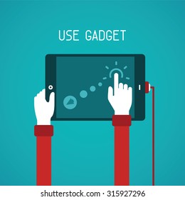 Use of digital gadget vector concept in flat style