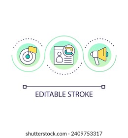 Use direct response marketing loop concept icon. Acquire clients. Attracting new customers strategy abstract idea thin line illustration. Isolated outline drawing. Editable stroke