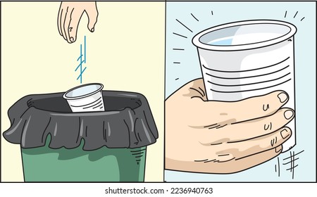 Use and disposal of plastic cups
