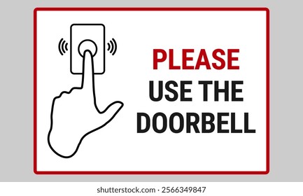 Use the doorbell sign. Vector illustration featuring a hand pressing a doorbell button