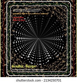 It is the use of dots, lines and squares in the design.