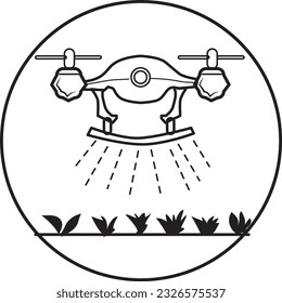 use of drones for agriculture, Agribusiness industry concept with a flat, line art icon.