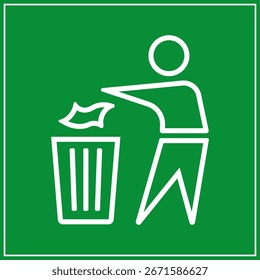 Usar diseño de Vector de letrero verde de cubo de basura