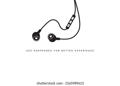 use earphones for better experience design for bloggers. white background design.
