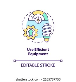 Use efficient equipment concept icon. Smart consumption. Net zero design approach abstract idea thin line illustration. Isolated outline drawing. Editable stroke. Arial, Myriad Pro-Bold fonts used