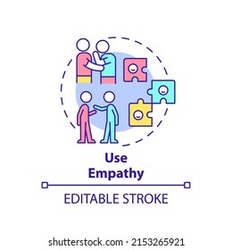 Use empathy concept icon. Developing emotional awareness abstract idea thin line illustration. Empathetic listener. Isolated outline drawing. Editable stroke. Arial, Myriad Pro-Bold fonts used
