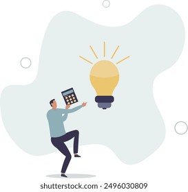 Utilice la bombilla de ahorro de energía. Diseño plano. Ilustración con personas.