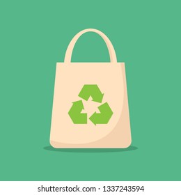 Use environmentally friendly bag, recycle icon, green color, flat design vector design template