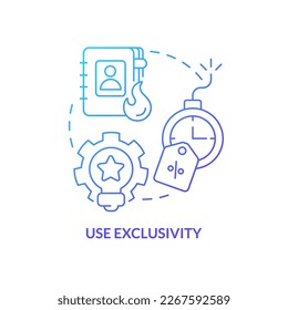 Use exclusivity concept blue gradient icon. Special propositions. Impact consumer behaviour. Clients loyalty abstract idea thin line illustration. Isolated outline drawing. Myriad Pro-Bold font used