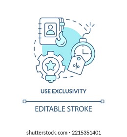 Use exclusivity turquoise concept icon. Special attitude. Impact client behaviour abstract idea thin line illustration. Isolated outline drawing. Editable stroke. Arial, Myriad Pro-Bold fonts used