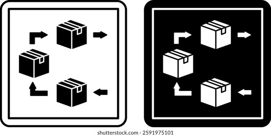 Use FIFO System Signs. Labels for Cardboard Packaging. Black and White Vector Icons. Logistics. Warning Symbol, Handle with Care.
