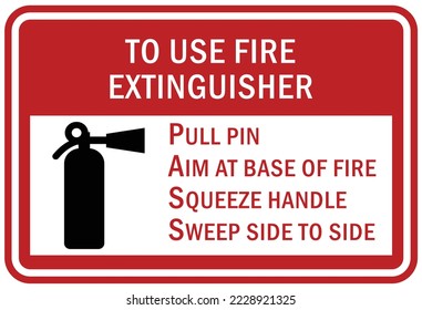 To use fire extinguisher guide sign