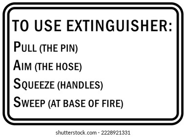 To use fire extinguisher guide sign