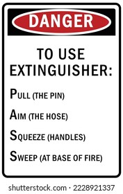 To use fire extinguisher guide sign