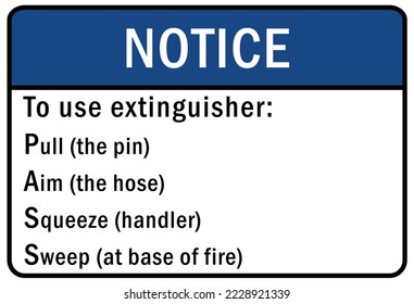 To use fire extinguisher guide sign