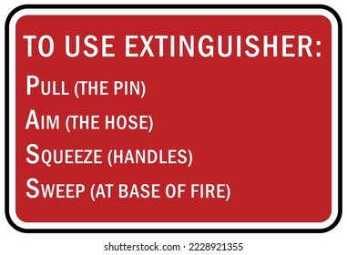 To use fire extinguisher guide sign