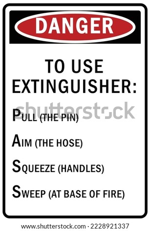 To use fire extinguisher guide sign