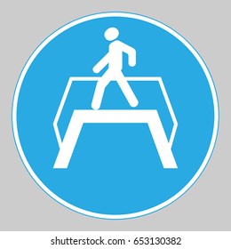 Use footbridge mandatory signs. Mandatory action sign, USE FOOTBRIDGE. Use safe footbridges in this area