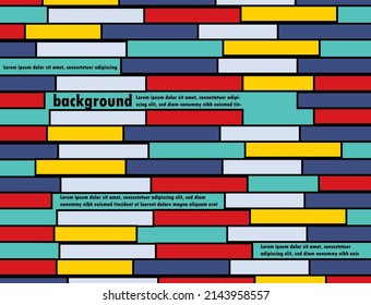 It is the use of geometric shapes and red, yellow, blue and white in the design, used for backgrounds or others.
