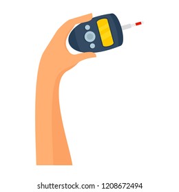 Use of glucometer icon. Flat illustration of use of glucometer vector icon for web design