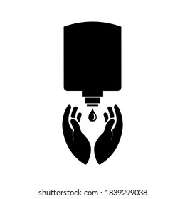 Utilice Icono Negro Sanitiser Mano,Ilustración Vectora, Aislado En Etiqueta De Fondo Blanco. EPS10