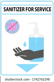 Use hand sanitiser clean hands wash, Hand sanitizer sign and symbol hygiene here during Covid-19 outbreak or Coronavirus, Employees wash hands sign vector illustration