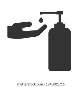 Use hand sanitiser clean hands wash, Hand sanitizer sign, symbol, sign hygiene here. Covid19, Coronavirus. Vector illustrationimage. Isolated on white background.