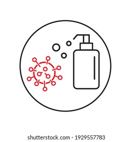 Use Hand Sanitizer Coronavirus Covid19 awareness vector icon design. Keep a safe distance coronavirus logo design. Editable warning door, floor caution sticker sign template. Clean your hands icons