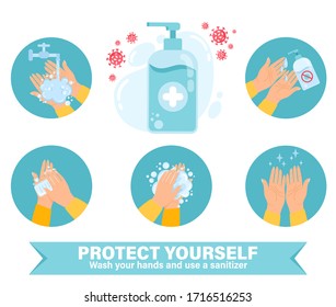 Use Hand Sanitizer Infographics. Hand Sanitize Dispenser