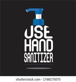 usar eslóganes tipográficos sanitizer de mano y sanitizador de diseño vectorial 
