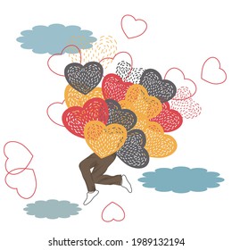 Use heart to move on your body to your dream ,illustration,art,heart, background,Vector.