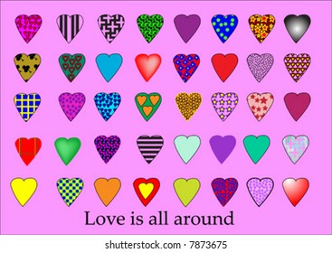 use the hearts that you like, many lovely colorful hearts in many different colors and patterns
