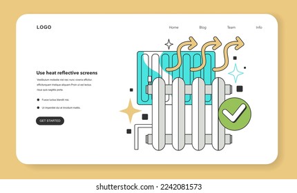 Use heat reflective screens for energy efficiency at home. Electricity consumption expenses. Inflation or economic recession effect. Flat vector illustration