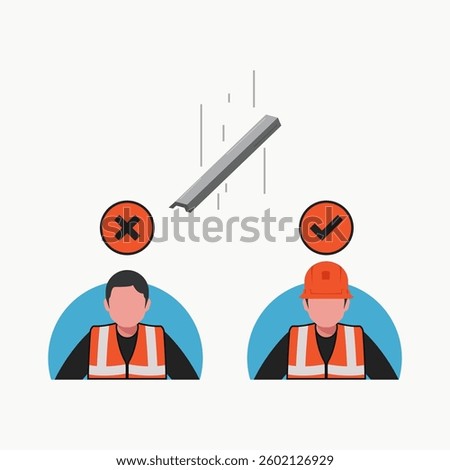 Use helmet for safety from falling object stock vector