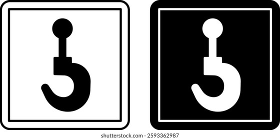 Use Hooks Signs. Labels for Cardboard Packaging. Black and White Vector Icons. Logistics, Delivery. Warning Symbol, Handle with Care