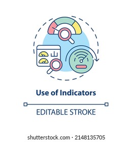 Use of indicators concept icon. Control tools. Cleaner production option abstract idea thin line illustration. Isolated outline drawing. Editable stroke. Arial, Myriad Pro-Bold fonts used