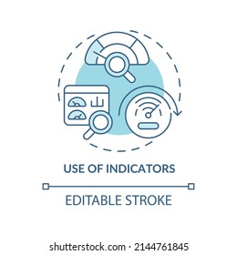 Use of indicators turquoise concept icon. Control tools. Cleaner production option abstract idea thin line illustration. Isolated outline drawing. Editable stroke. Arial, Myriad Pro-Bold fonts used