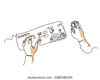 Use keyboard and mouse shows the work in office or home vector illustration graphic EPS 10