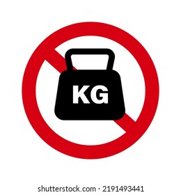 Use of kilogram kettlebell prohibited. Prohibition of weight. Vector.