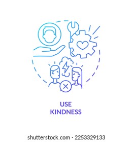 Use kindness blue gradient concept icon. Fixing broken marriage abstract idea thin line illustration. Conflict resolution. Being generous to spouse. Isolated outline drawing. Myriad Pro-Bold font used