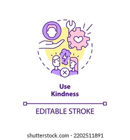 Use kindness concept icon. Fixing broken marriage abstract idea thin line illustration. Being generous to spouse. Isolated outline drawing. Editable stroke. Arial, Myriad Pro-Bold fonts used