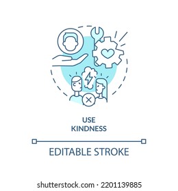 Use kindness turquoise concept icon. Fixing broken marriage abstract idea thin line illustration. Being generous to spouse. Isolated outline drawing. Editable stroke. Arial, Myriad Pro-Bold fonts used