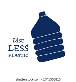 Usar menos plástico, menos pescado como arte conceptual en la botella. Ilustración del vector
