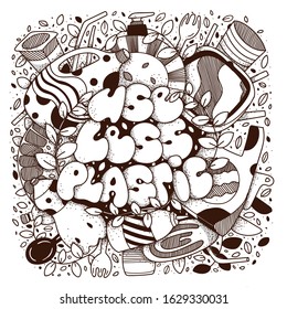 Use less plastic doodle style vector lettering