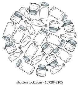 Use less plastic glass jars ball. Motivational image. Ecological and zero-waste. Go green