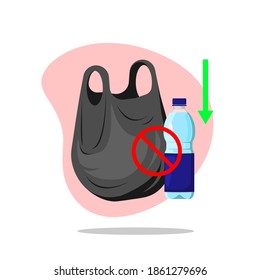 use less plastic, reduce plastics use concept metaphor illustration flat design vector eps10. graphic element for icon, sign, symbol, infographic, app or website ui